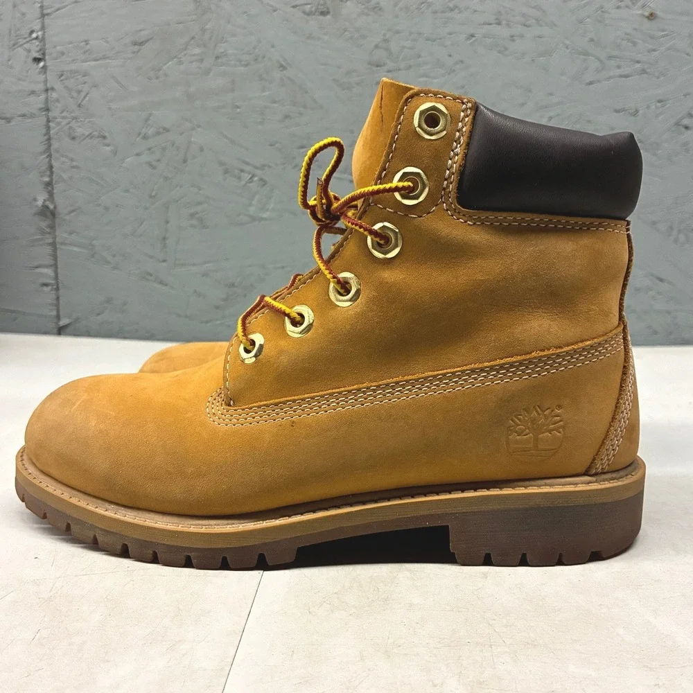 Timberland 6 Inch Premium Waterproof Boots Youth 4.5 Brown Nubuck Leather